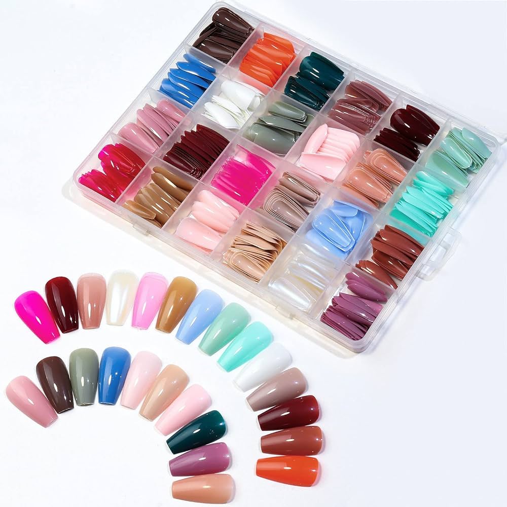 Artificial Nails Pack – 576 Nails 24 Different Colours For Girls