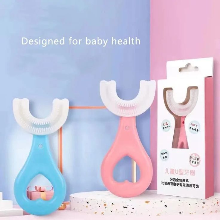 360° U-Shape Baby Toothbrush Teether - Pack Of 2