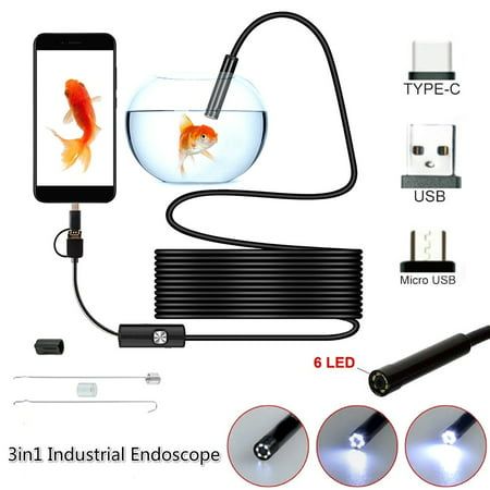 3-in-1 Type-C/Micro USB/PC Endoscope Camera - 3.5m