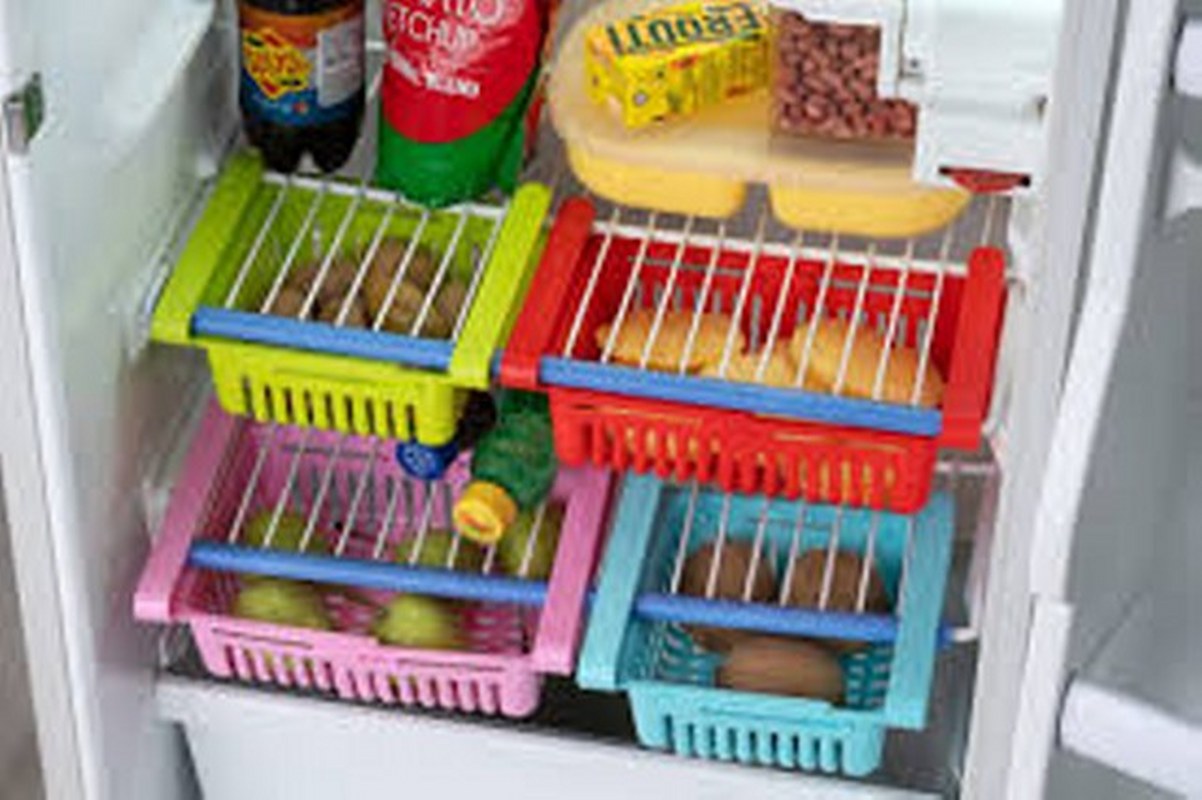 Adjustable Fridge Storage Basket Racks & Sliding Tray ( 4/ Pcs )