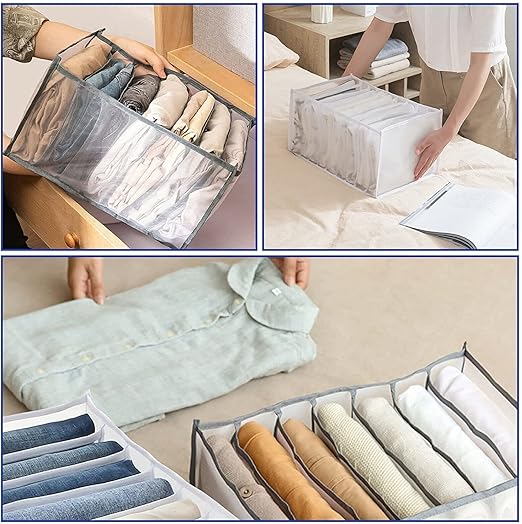 7 Grids Washable Wardrobe Clothes Organizer ( PACK OF 6 PIECES )