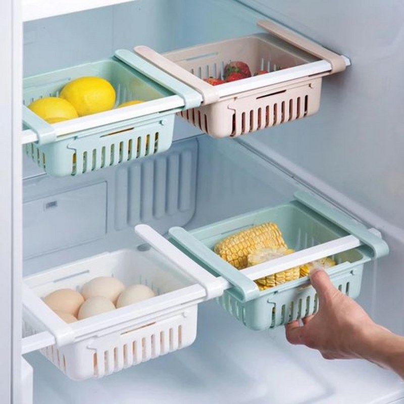 Adjustable Fridge Storage Basket Racks & Sliding Tray ( 4/ Pcs )