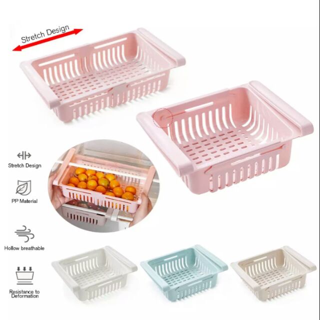 Adjustable Fridge Storage Basket Racks & Sliding Tray ( 4/ Pcs )