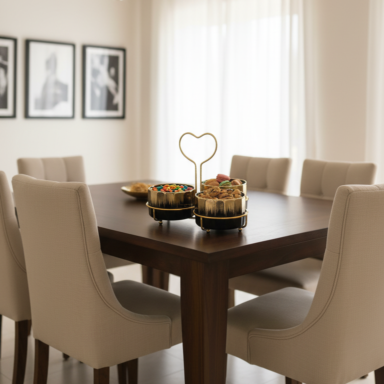 Luxury Ceramic Jar Trio with Golden Holder