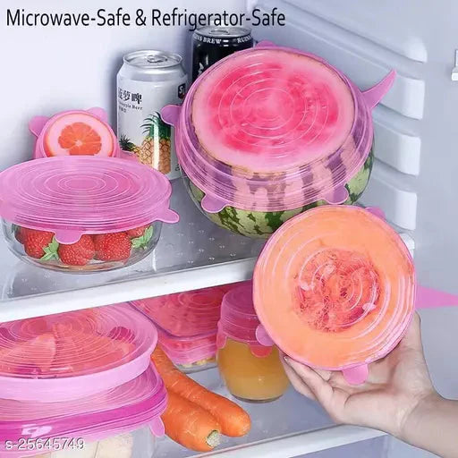 ( 6PCS ) Kitchen Reusable Silicone Stretch Seal Lid