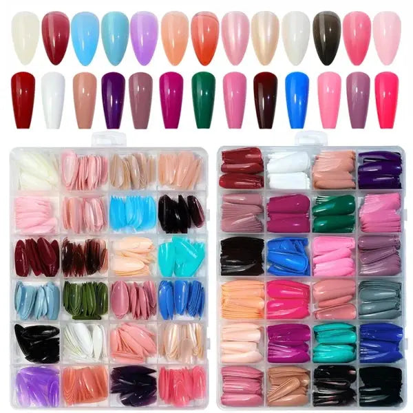 Artificial Nails Pack – 576 Nails 24 Different Colours For Girls